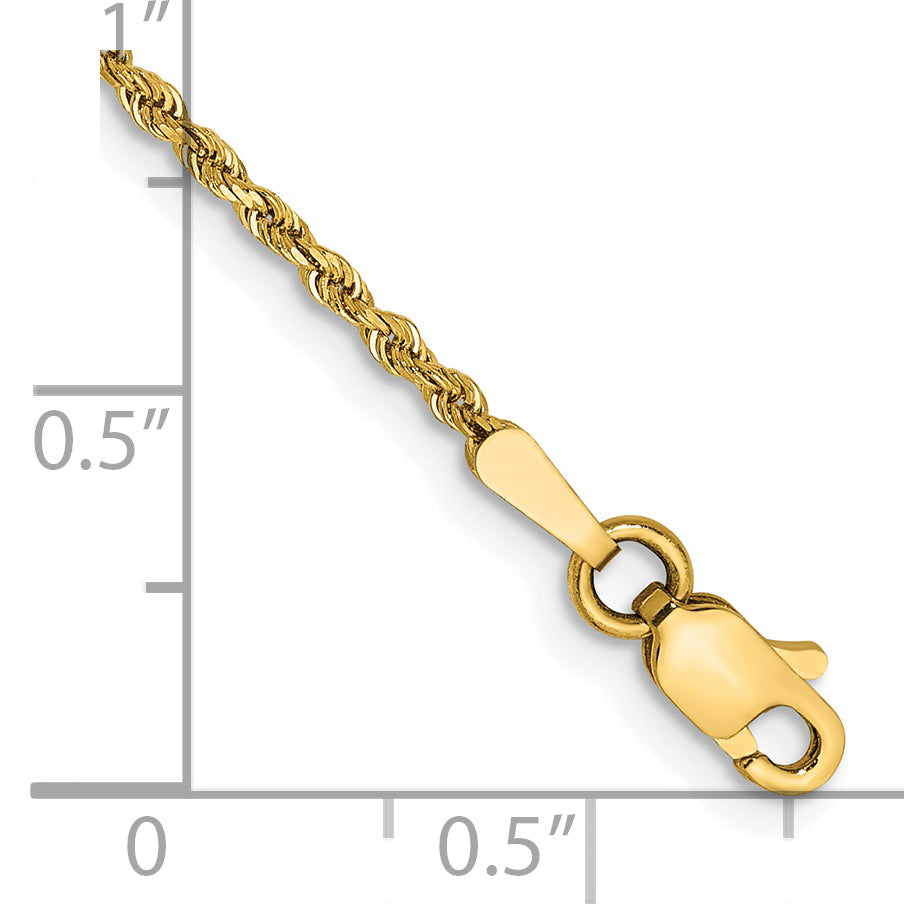 14k 1.5mm Diamond-cut Rope Chain Anklet