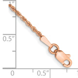 14k Rose Gold 1.5mm Diamond-cut Rope Chain Anklet