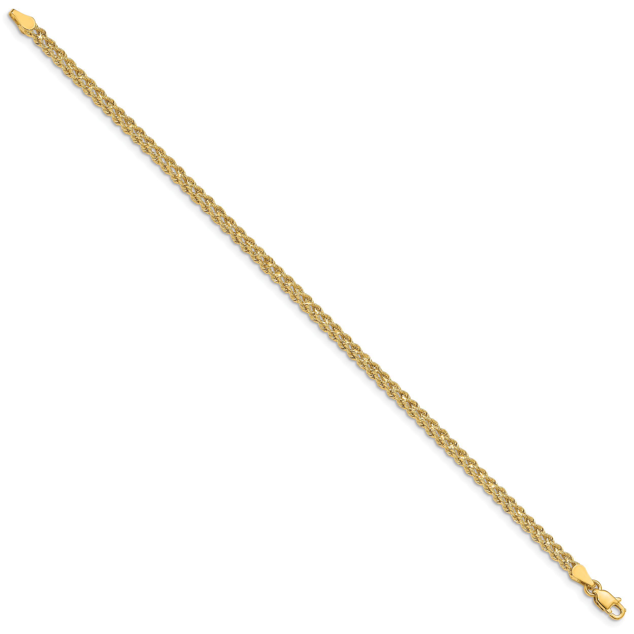 14k 3.0mm Wide Double Strand Rope Bracelet