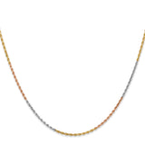 14k Tri-color 1.5mm Diamond-cut Rope Chain