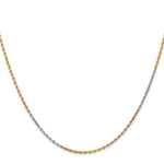 14k Tri-color 1.5mm Diamond-cut Rope Chain