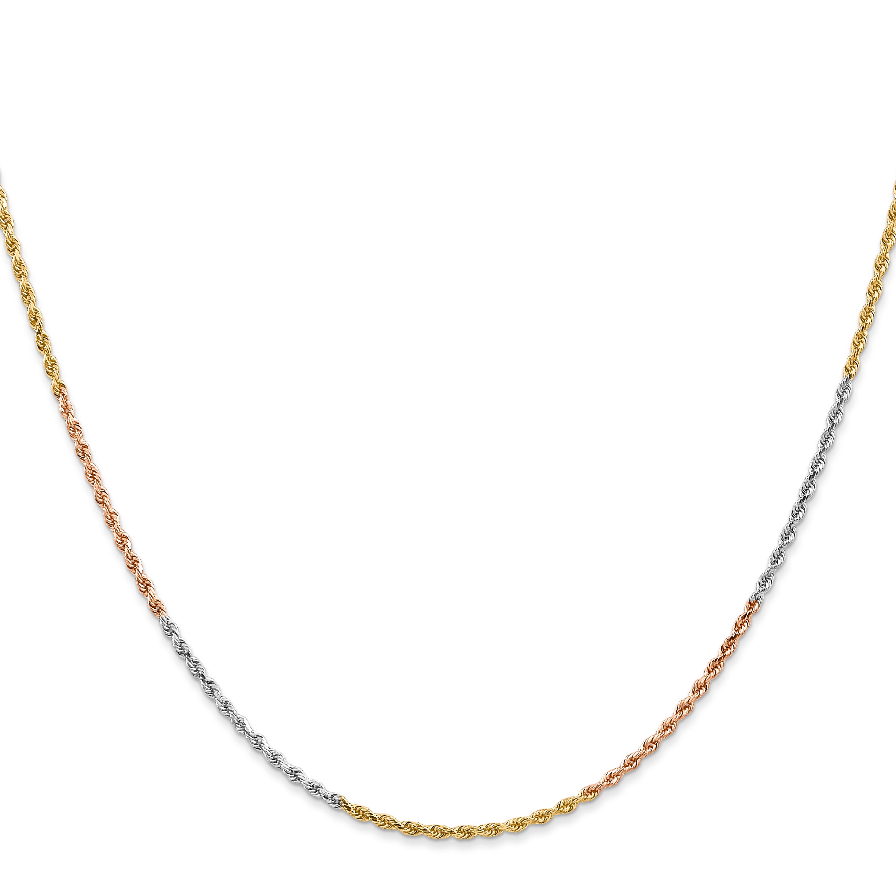 14k Tri-color 1.5mm Diamond-cut Rope Chain