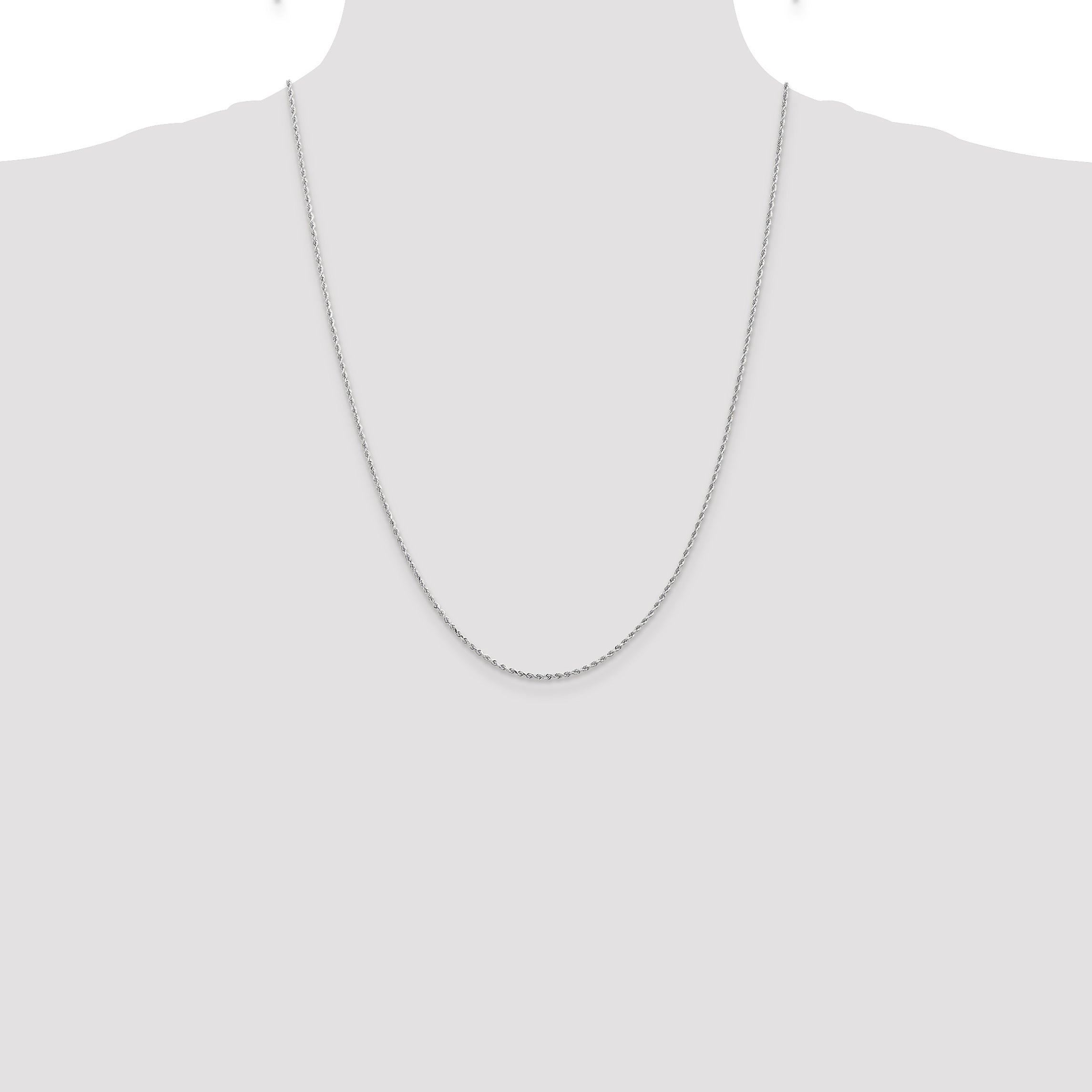 14k White Gold 1.5mm Diamond-cut Rope Chain