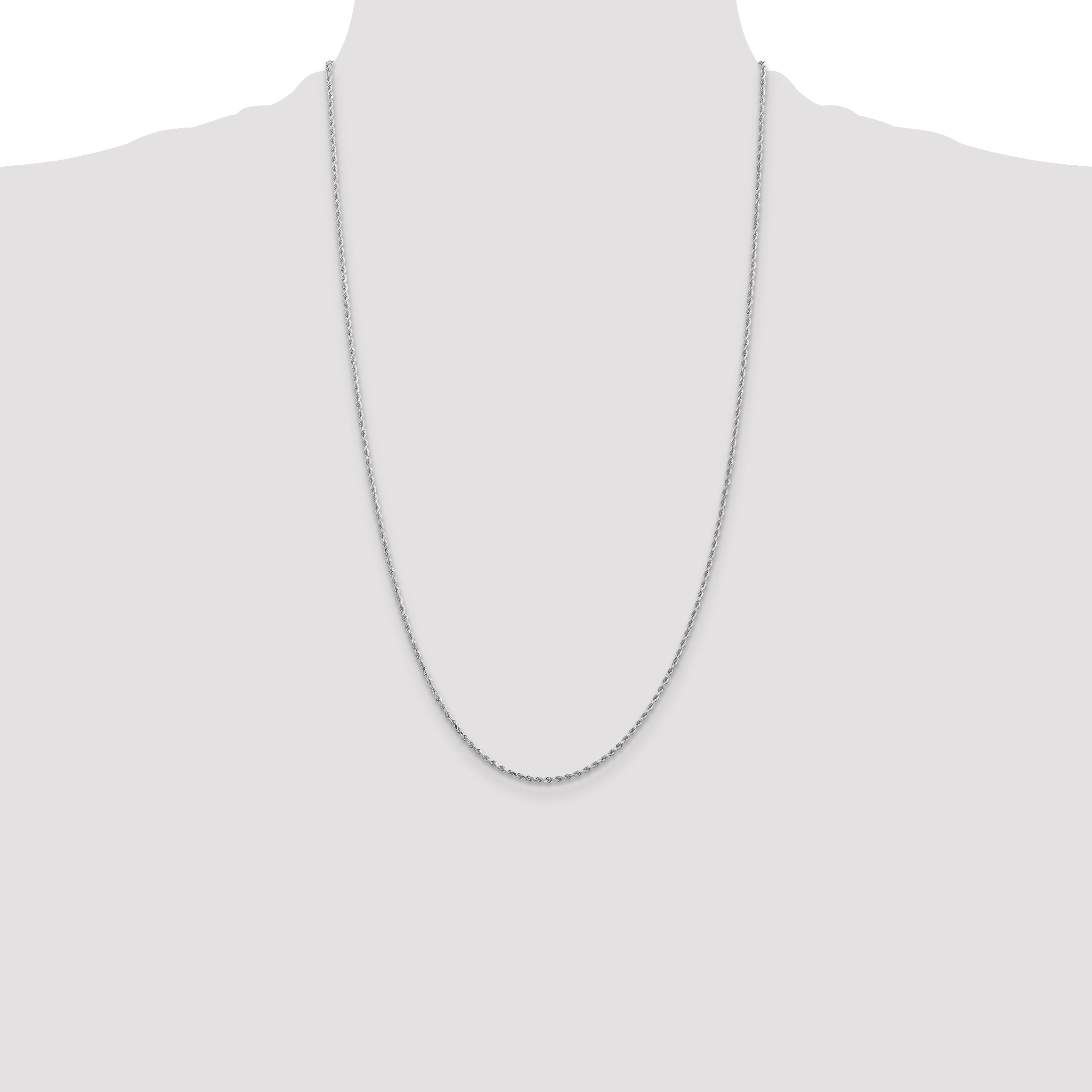 14k White Gold 1.5mm Diamond-cut Rope Chain