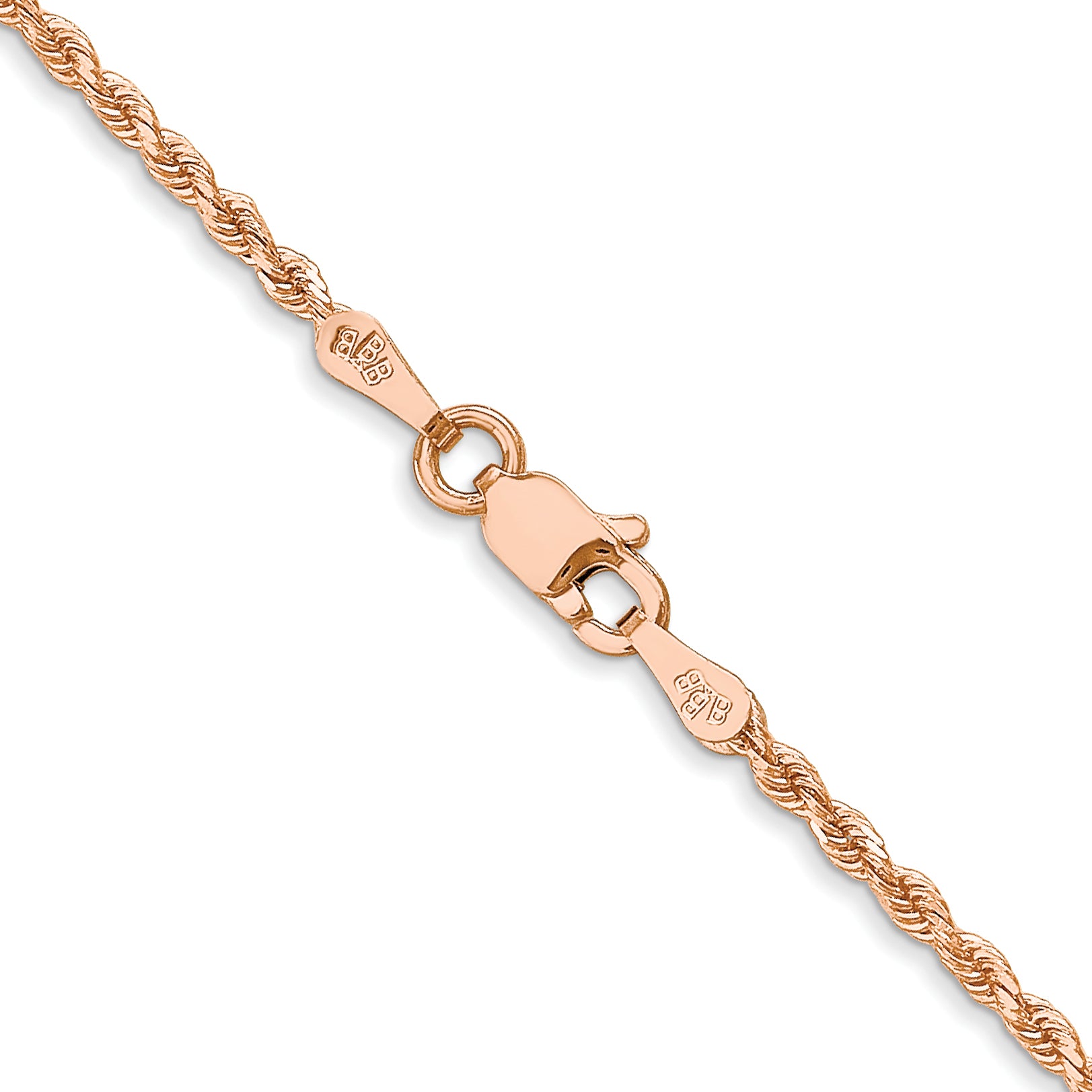 14k Rose Gold 1.75mm Diamond-cut Rope Chain