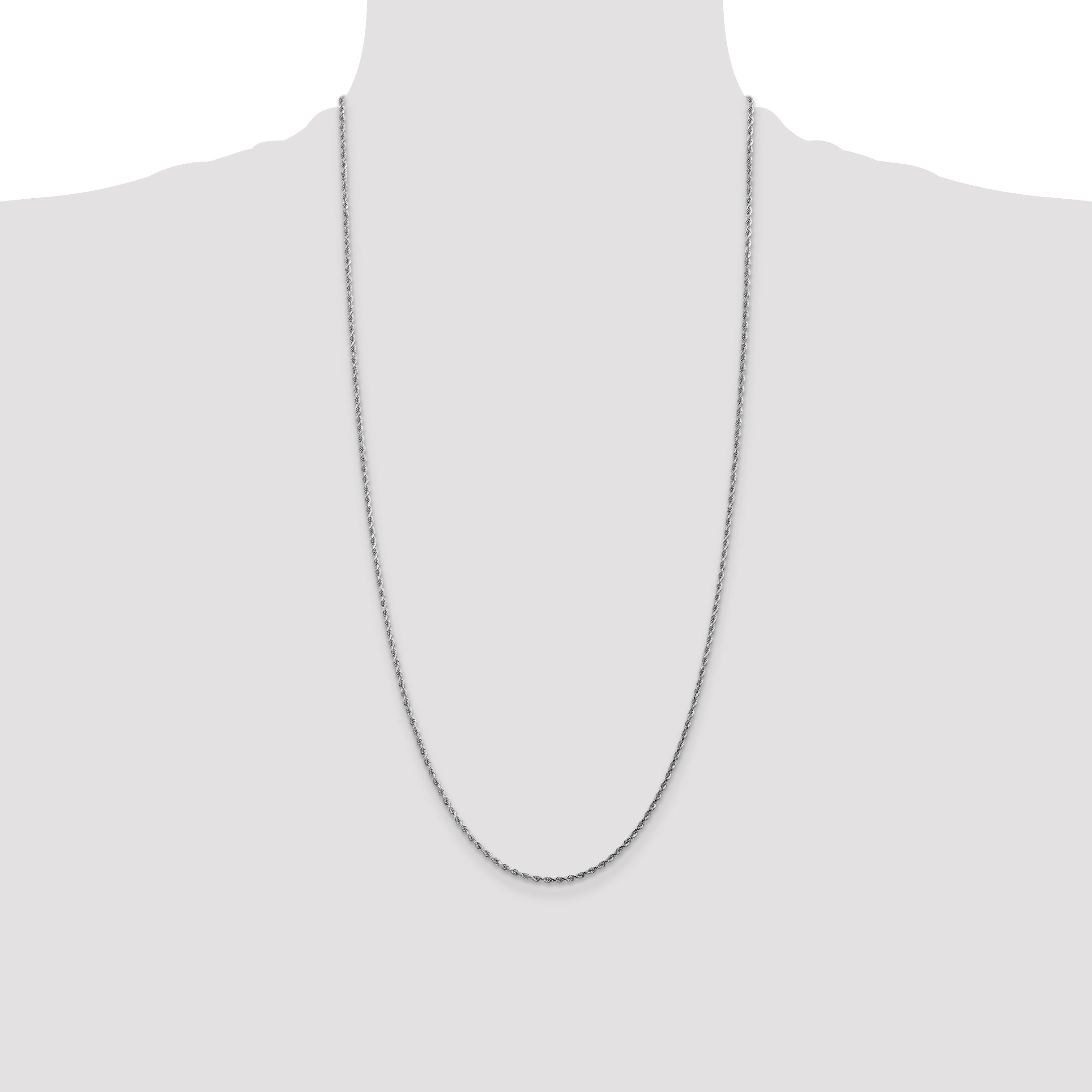 14k White Gold 1.75mm Diamond-cut Rope Chain