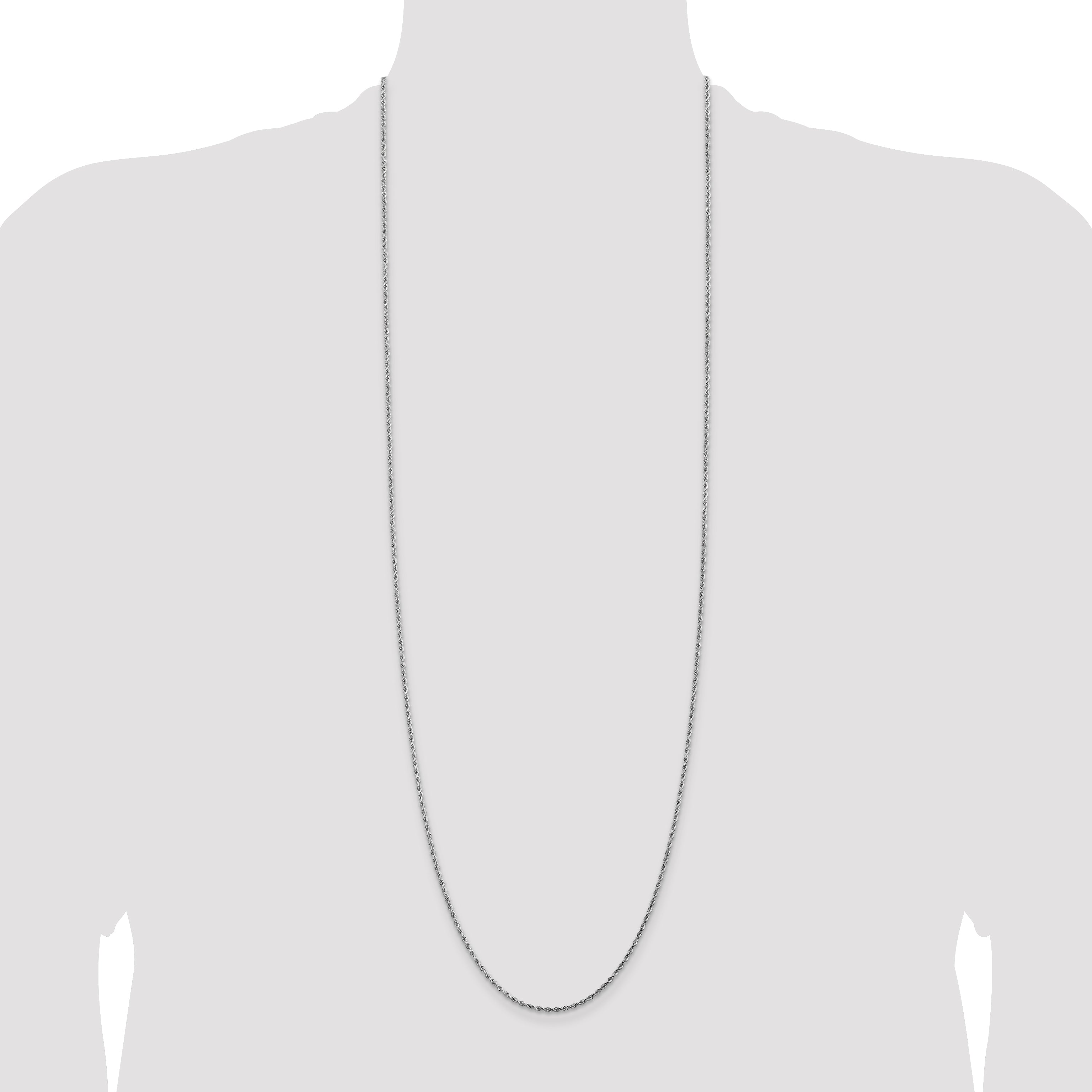 14k White Gold 1.75mm Diamond-cut Rope Chain
