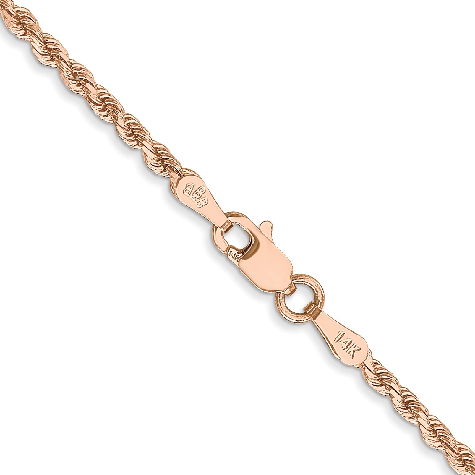 14k Rose Gold 2.0mm Diamond-cut Rope Chain