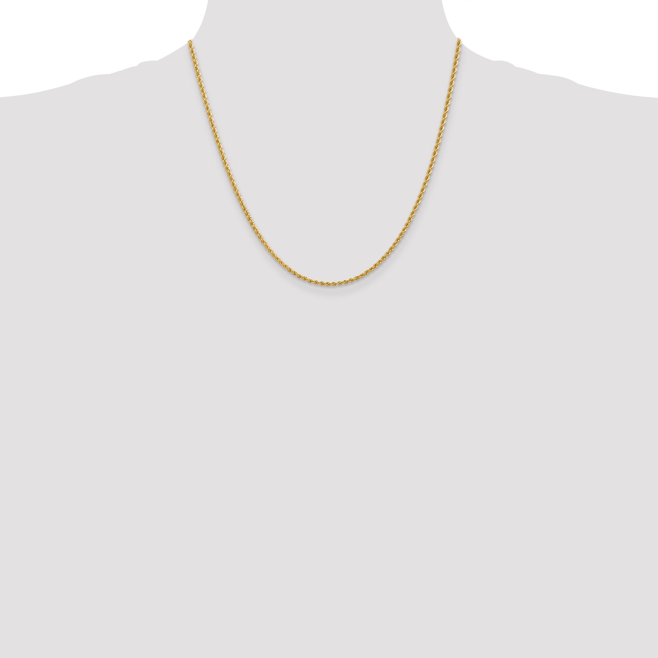 14k 2.25mm Solid Rope Chain
