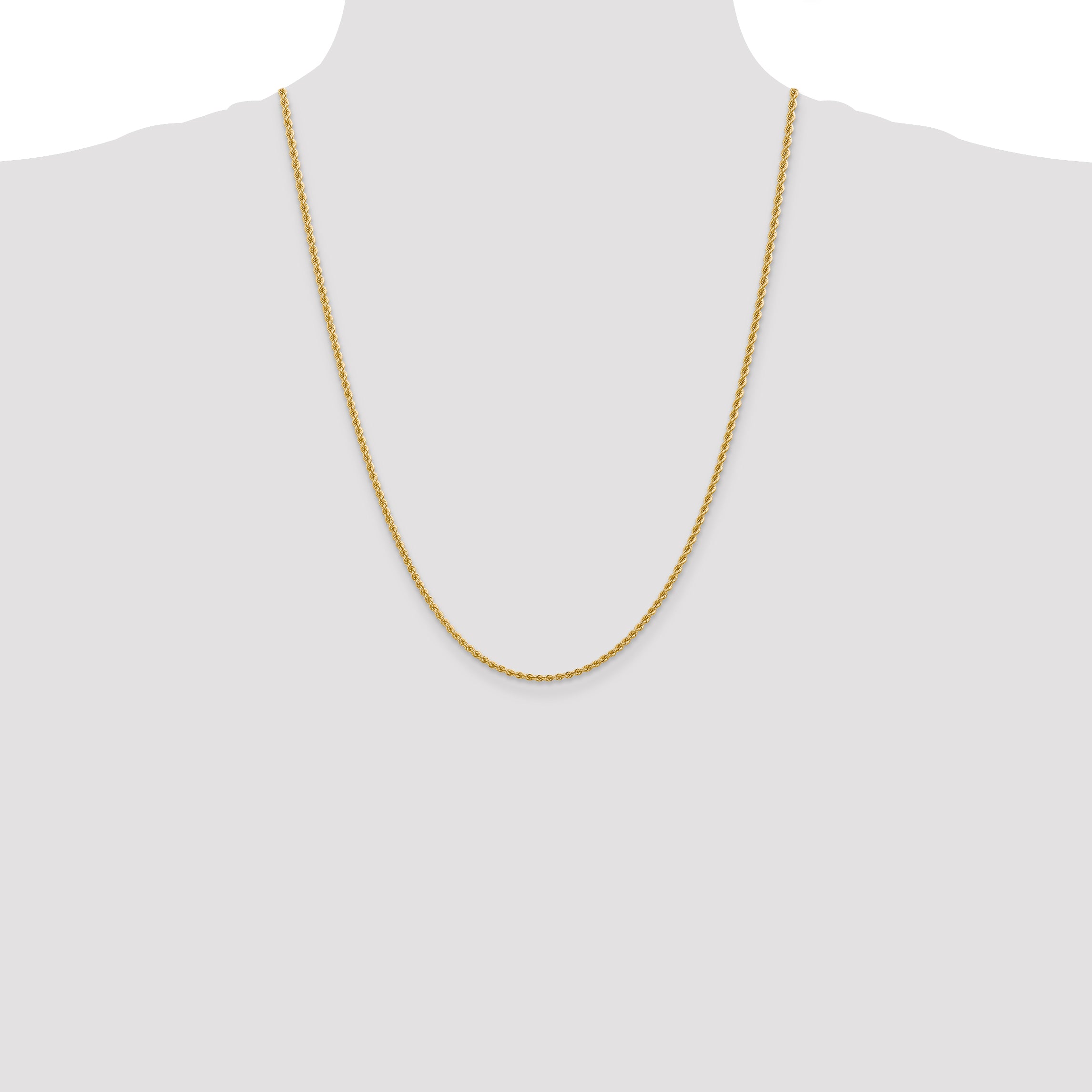14k 2.25mm Solid Rope Chain