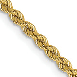 14k 2.25mm Solid Rope Chain
