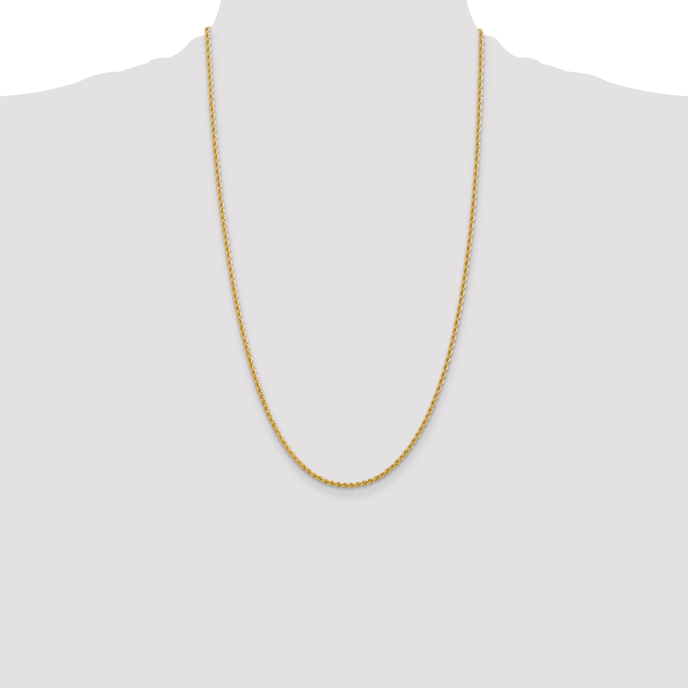14k 2.25mm Solid Rope Chain