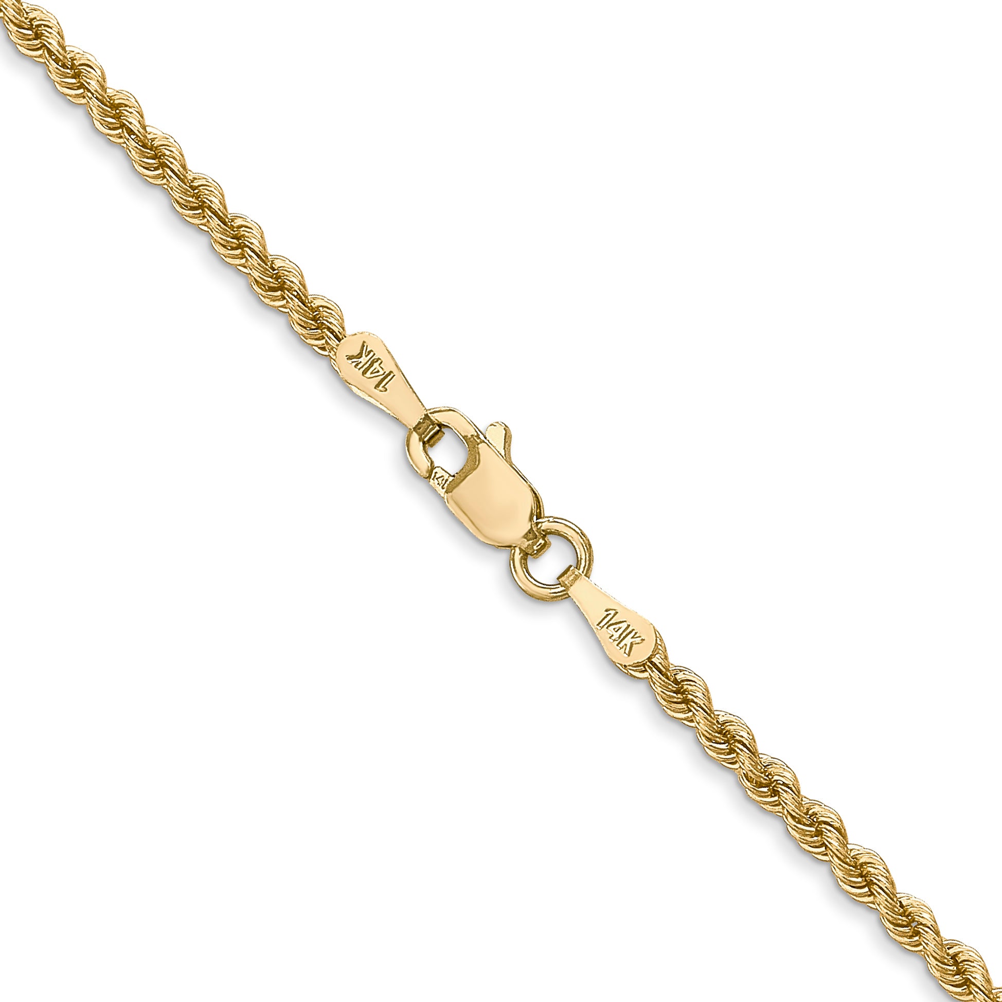 14k 2.25mm Solid Rope Chain