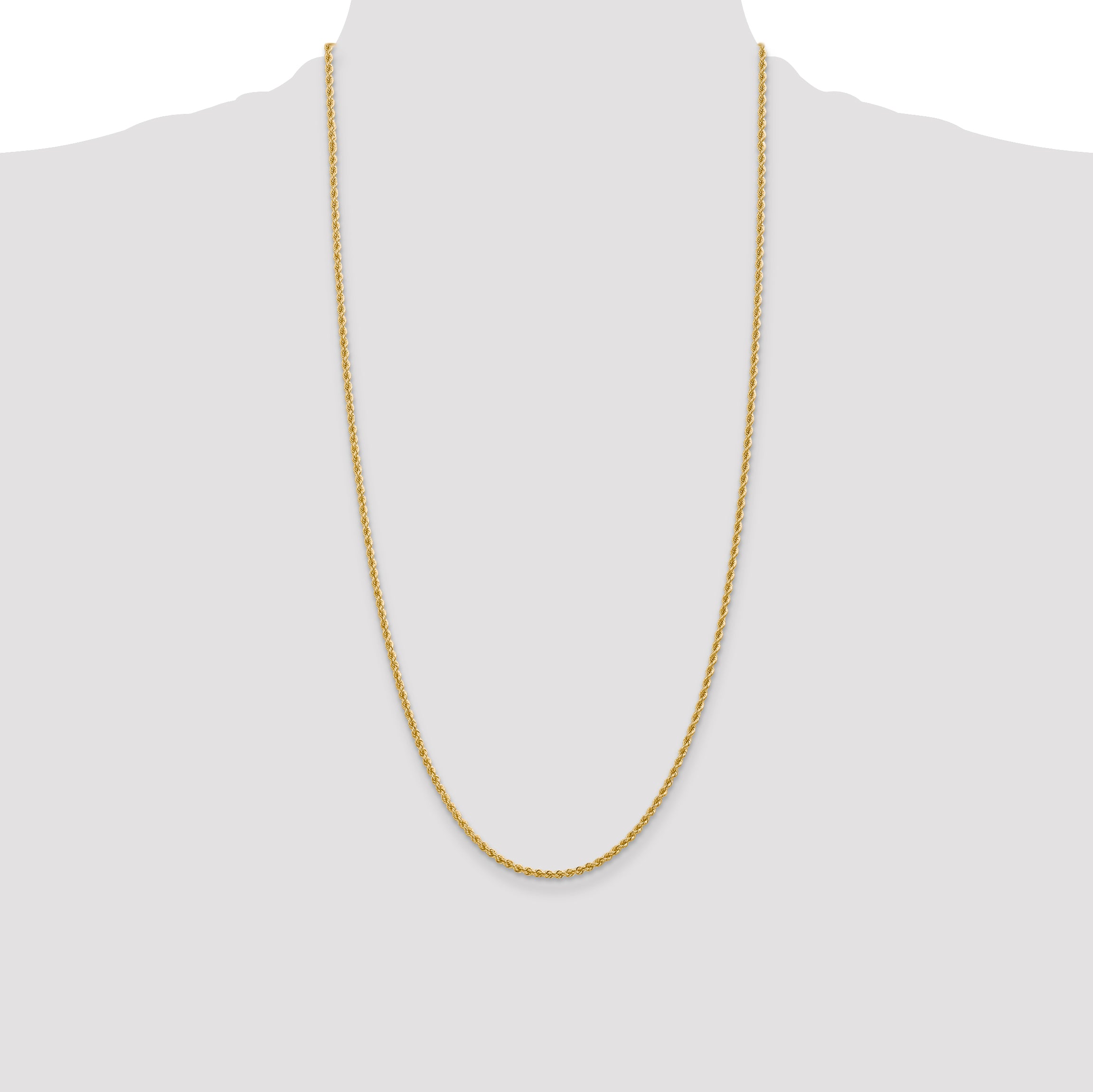 14k 2.25mm Solid Rope Chain