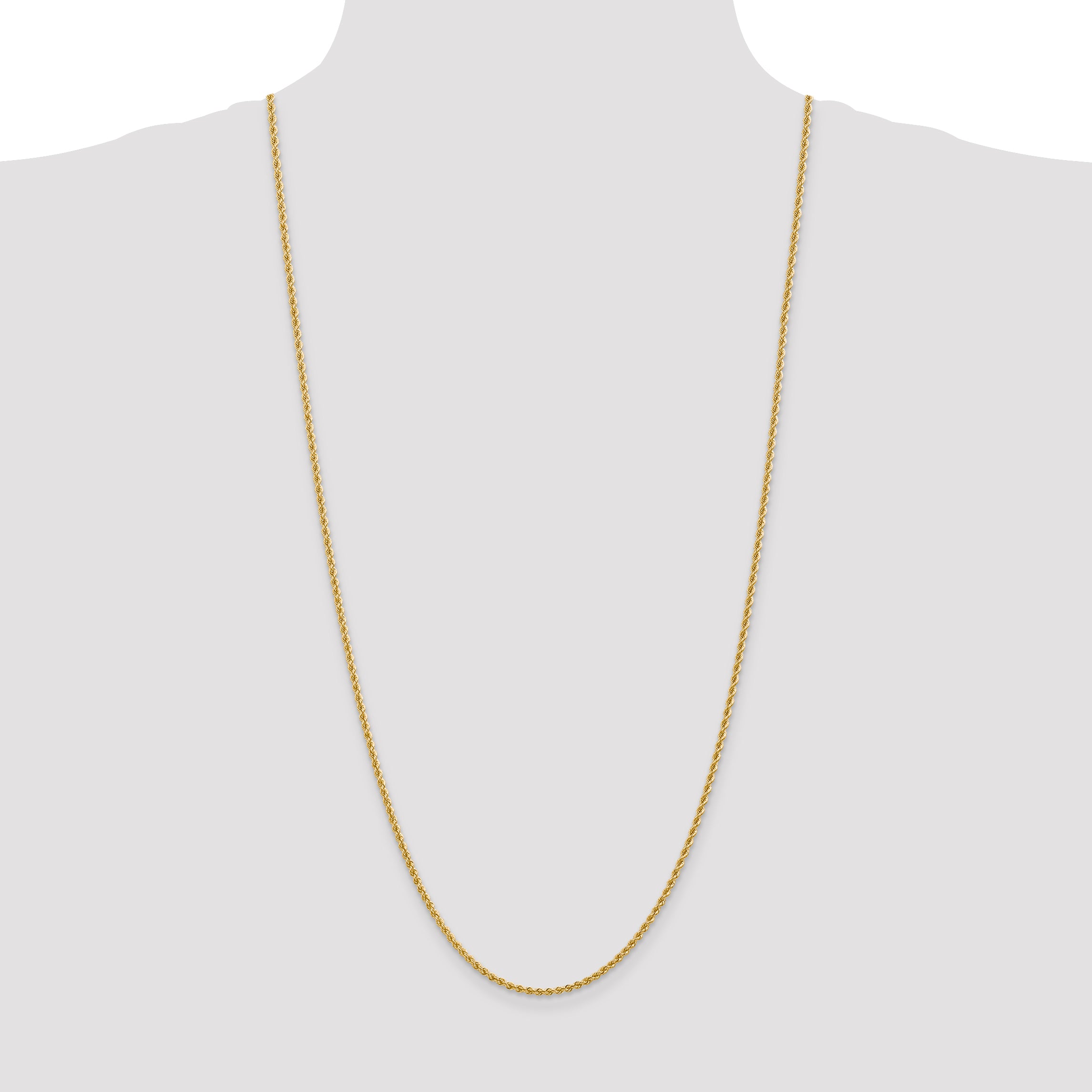 14k 2.25mm Solid Rope Chain