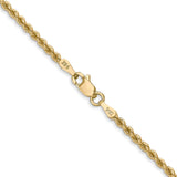 14k 2.25mm Solid Rope Chain