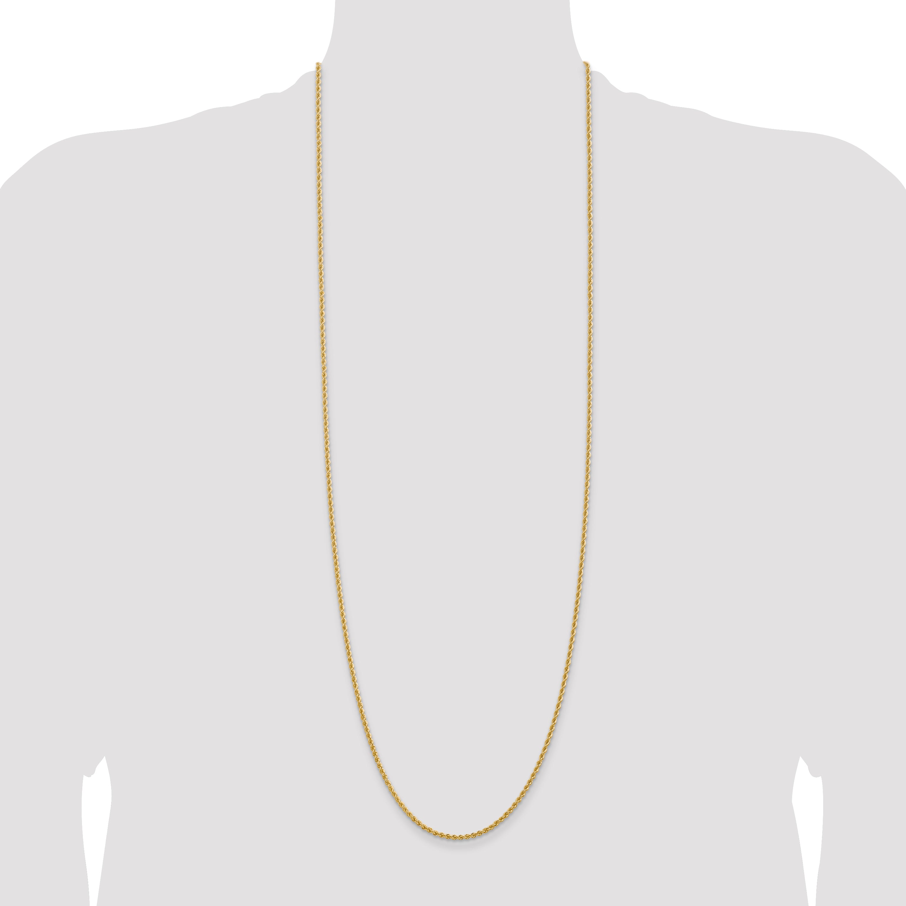 14k 2.25mm Solid Rope Chain