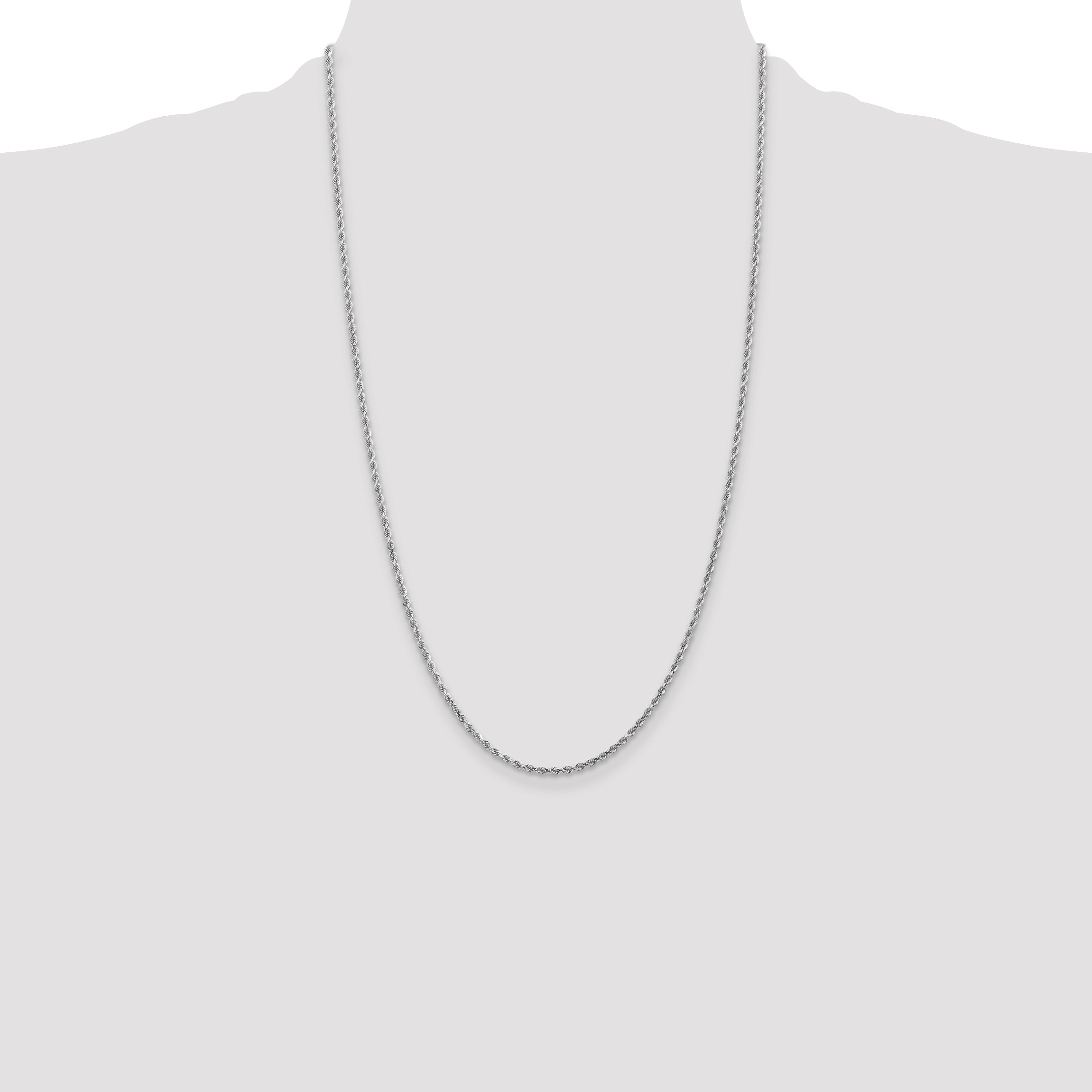 14k White Gold 2.0mm Diamond-cut Rope Chain
