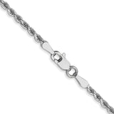 14k White Gold 2.0mm Diamond-cut Rope Chain