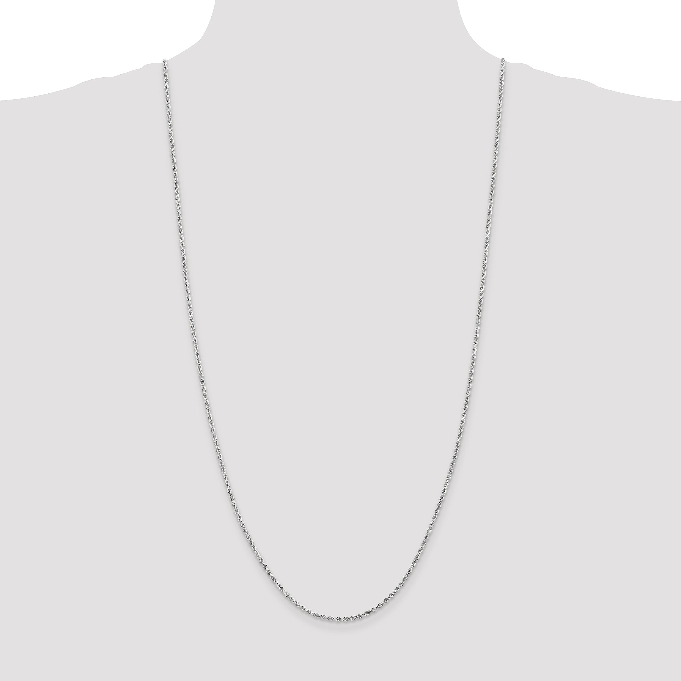 14k White Gold 2.0mm Diamond-cut Rope Chain