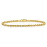 14k 2.25mm Diamond-cut Rope Chain Anklet