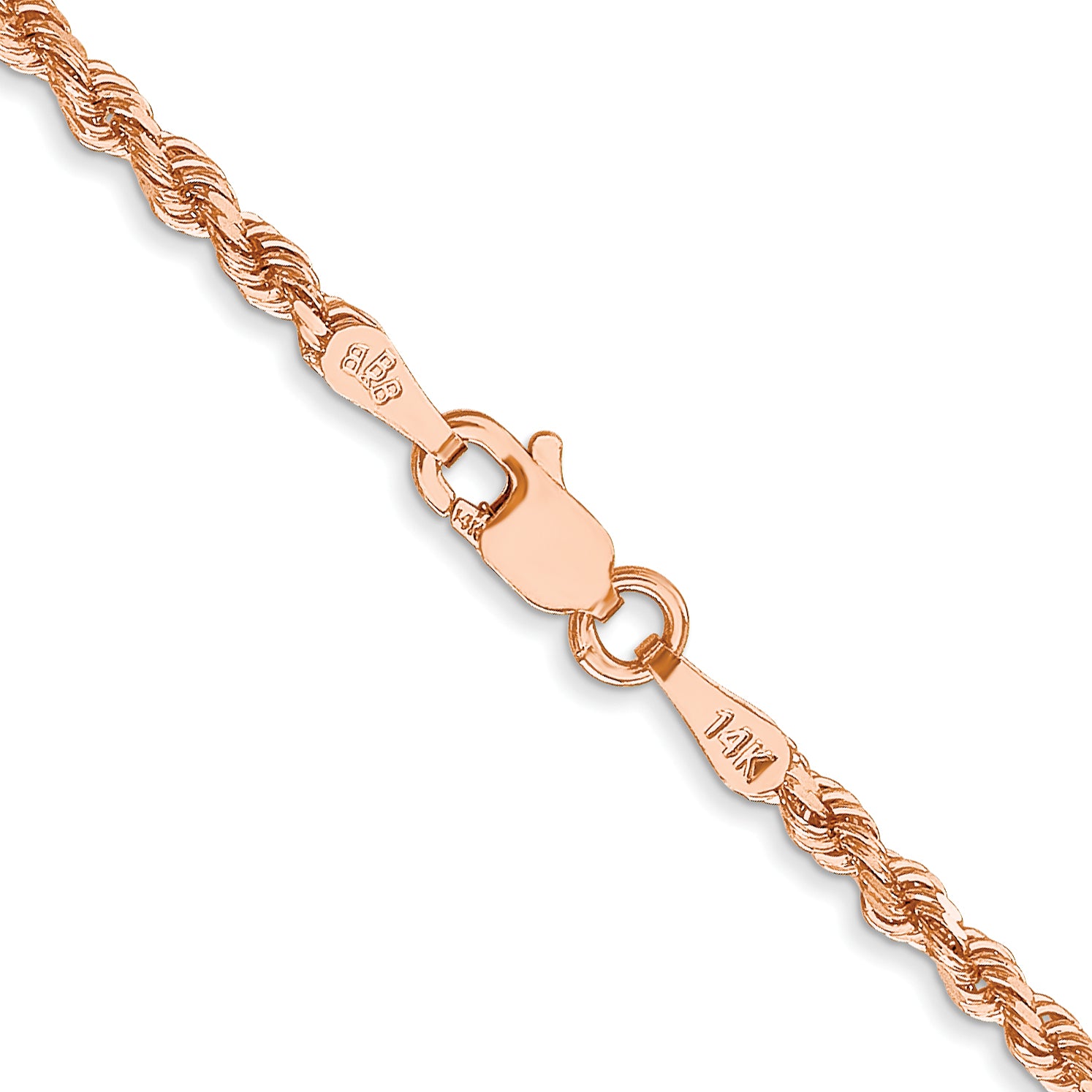 14k Rose Gold 2.25mm Diamond-cut Rope Chain