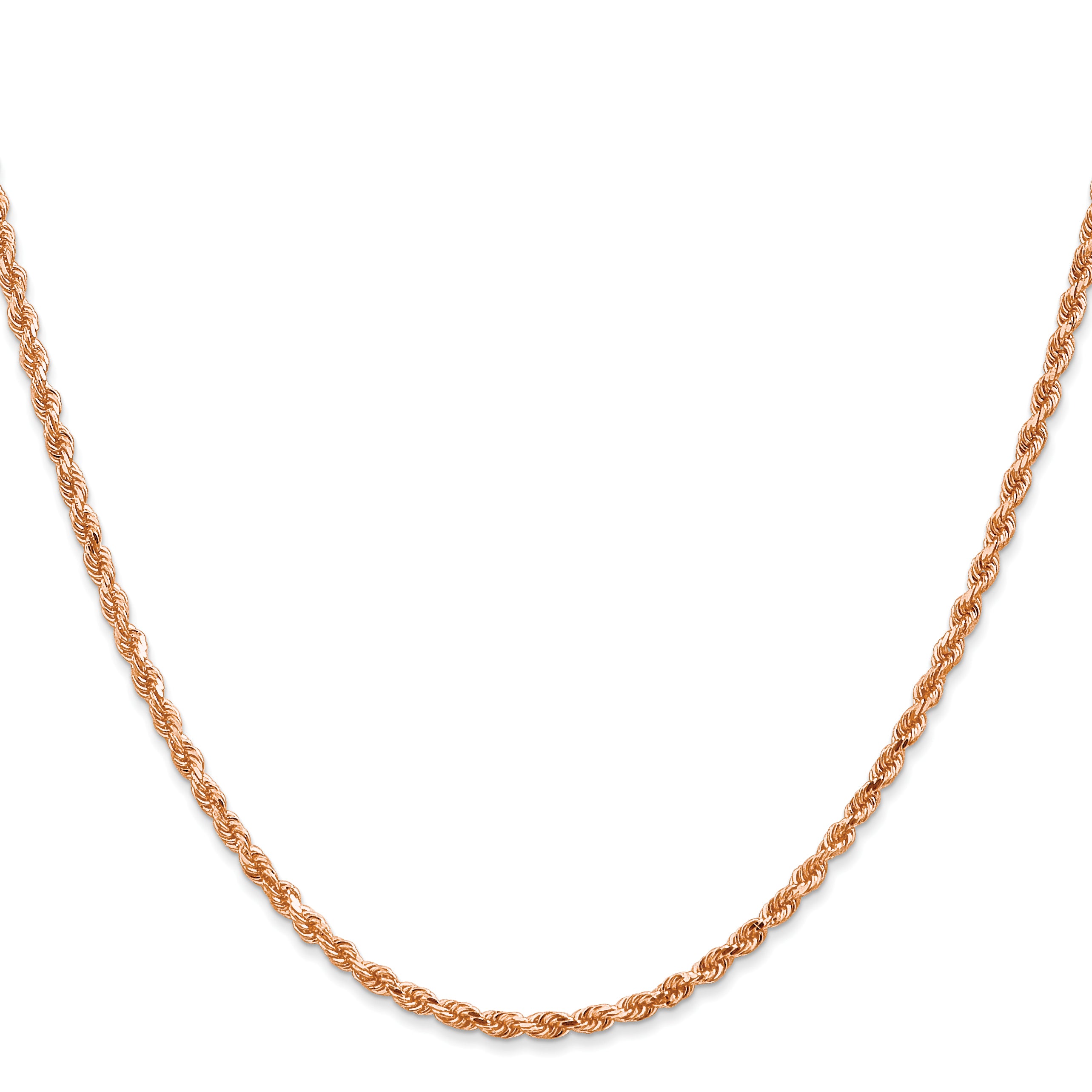 14k Rose Gold 2.25mm Diamond-cut Rope Chain