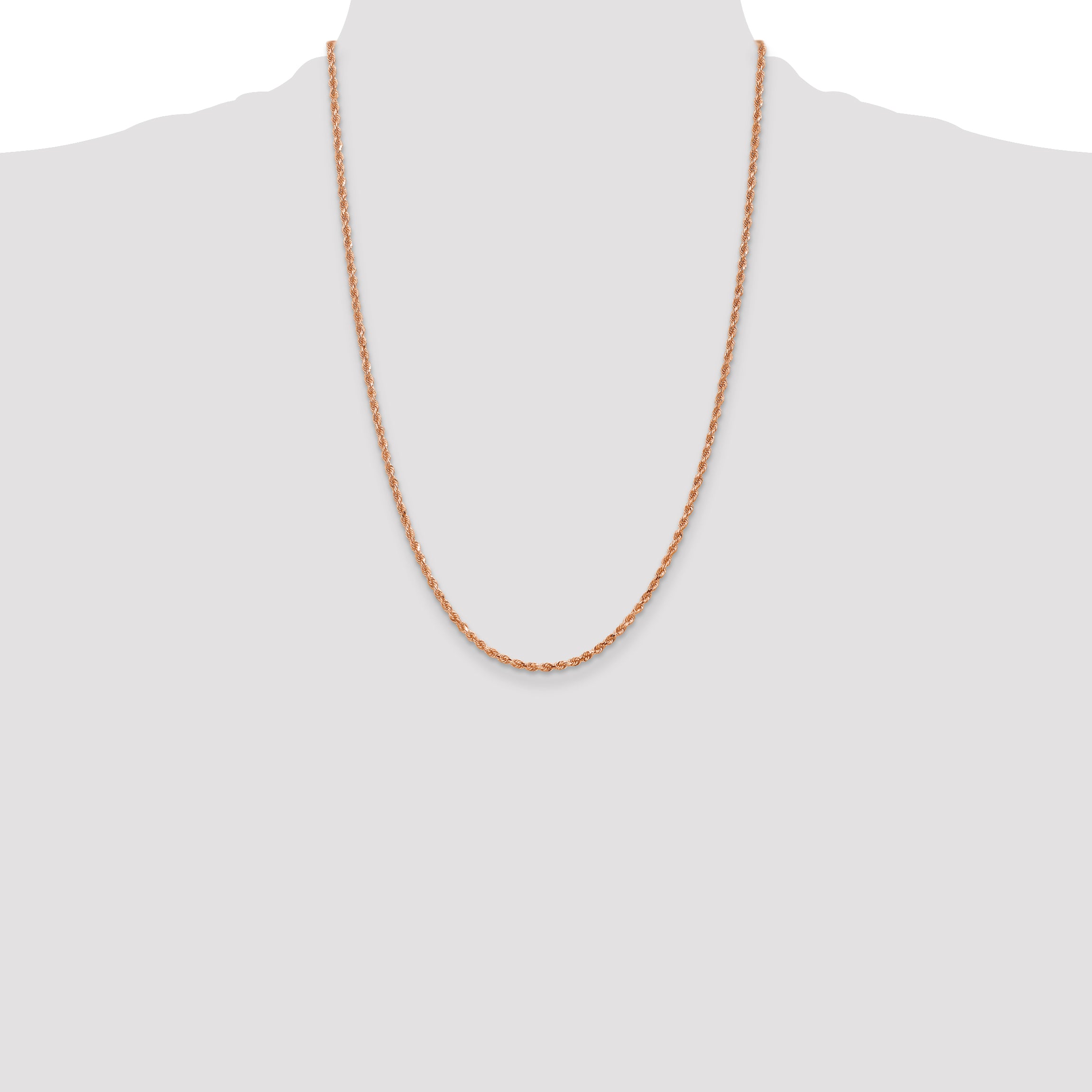 14k Rose Gold 2.25mm Diamond-cut Rope Chain
