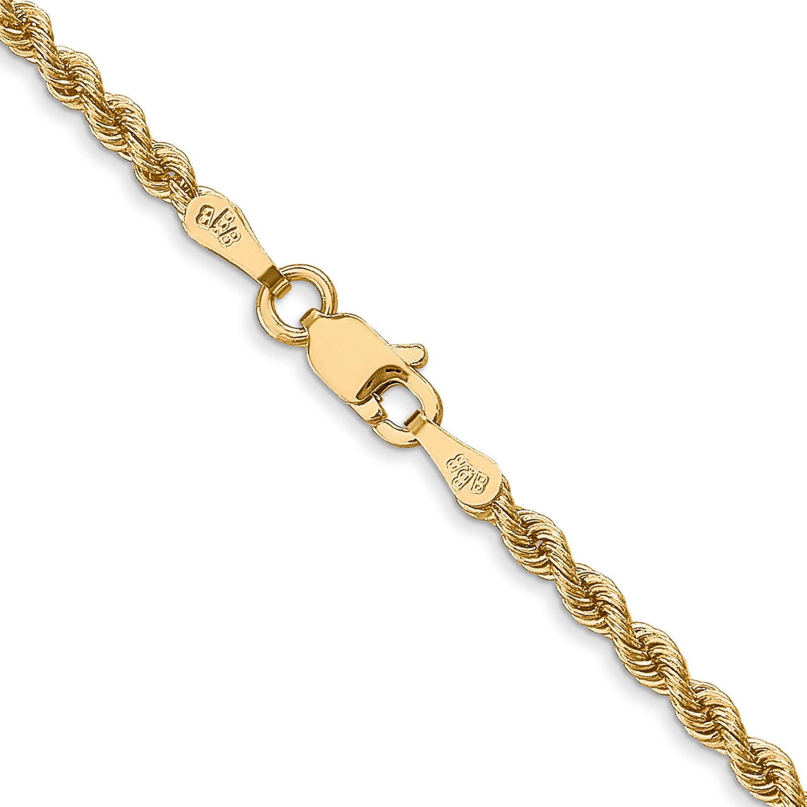 14k 2.5mm Solid Rope Chain