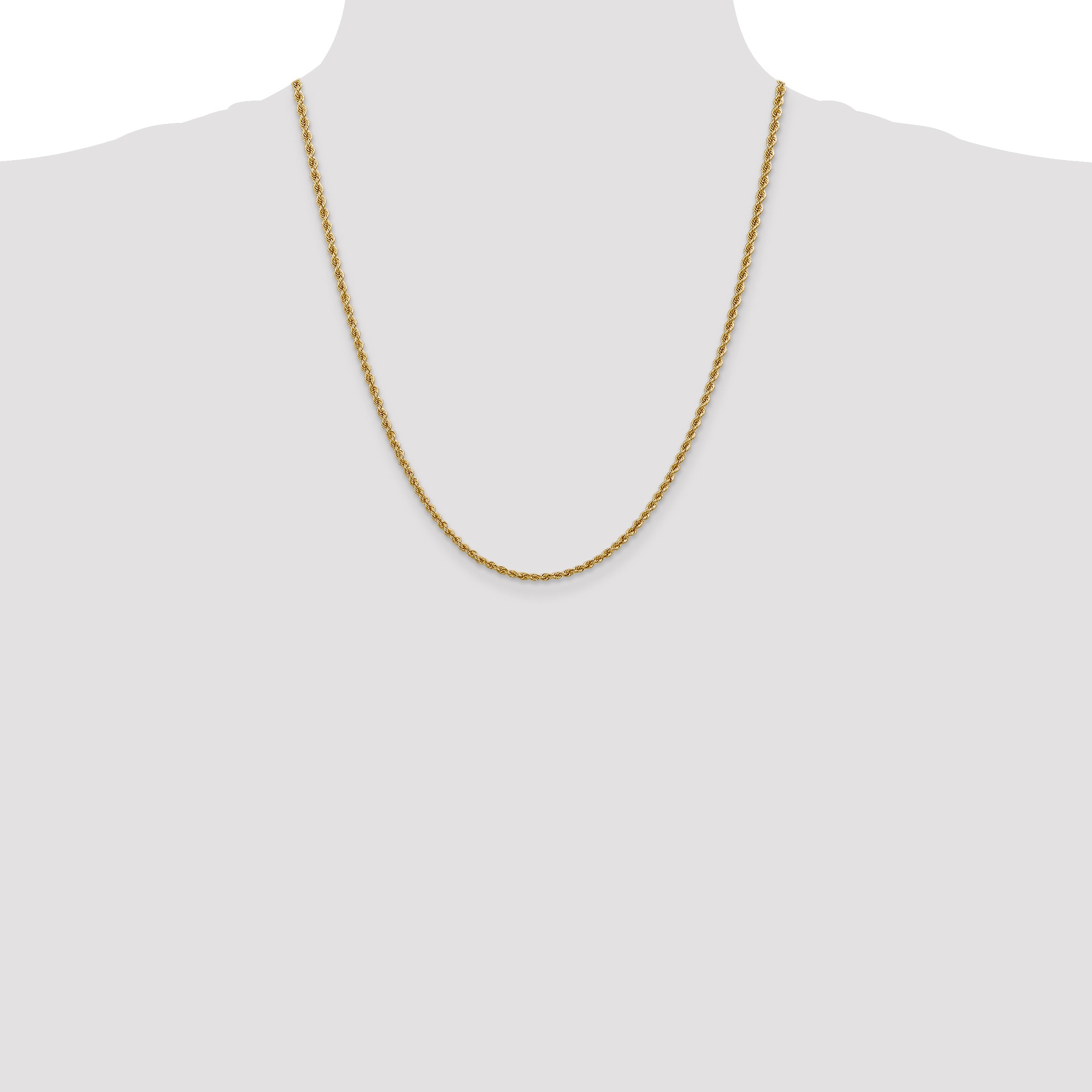 14k 2.5mm Solid Rope Chain