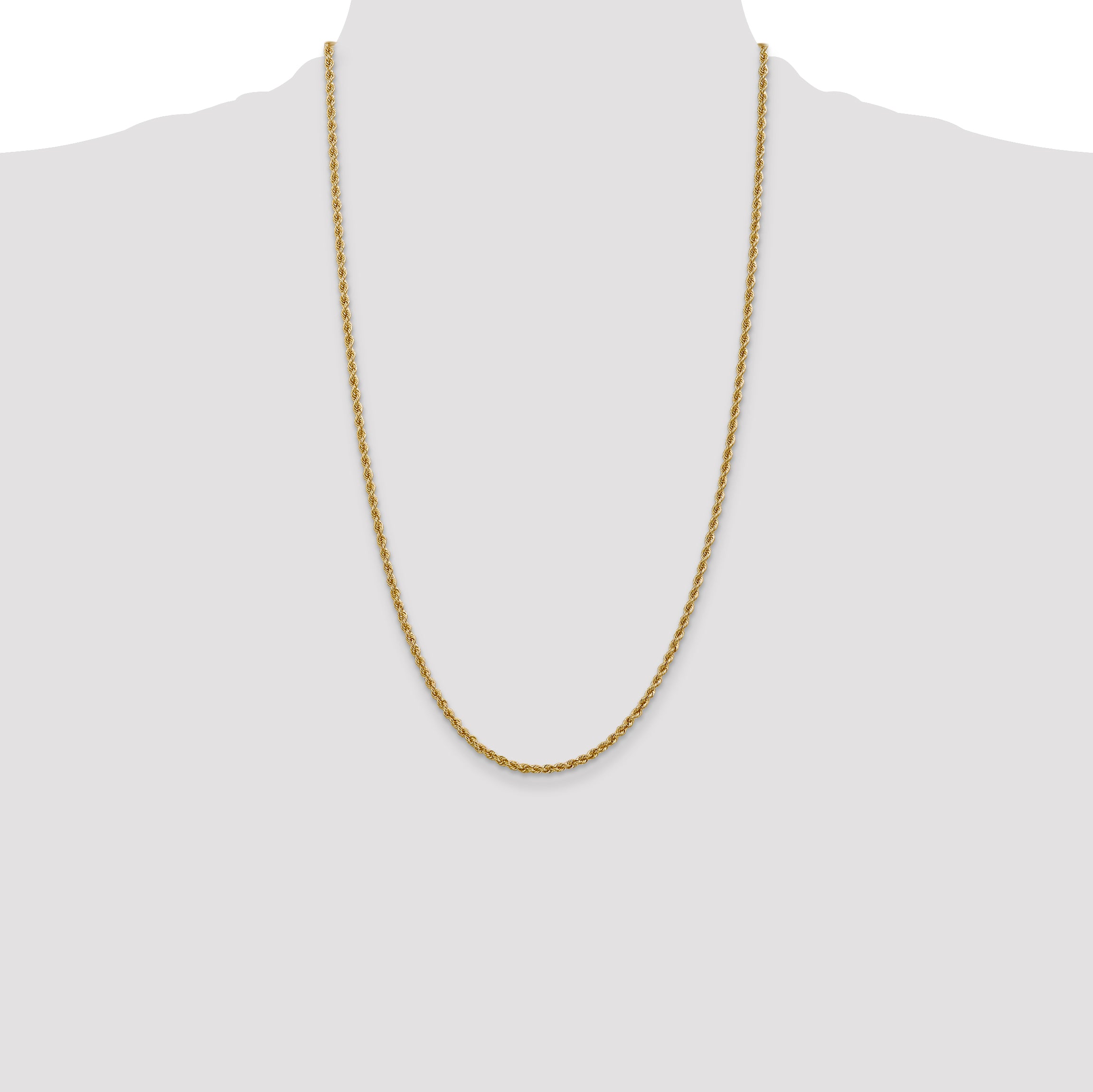 14k 2.5mm Solid Rope Chain