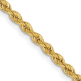 14k 2.5mm Solid Rope Chain