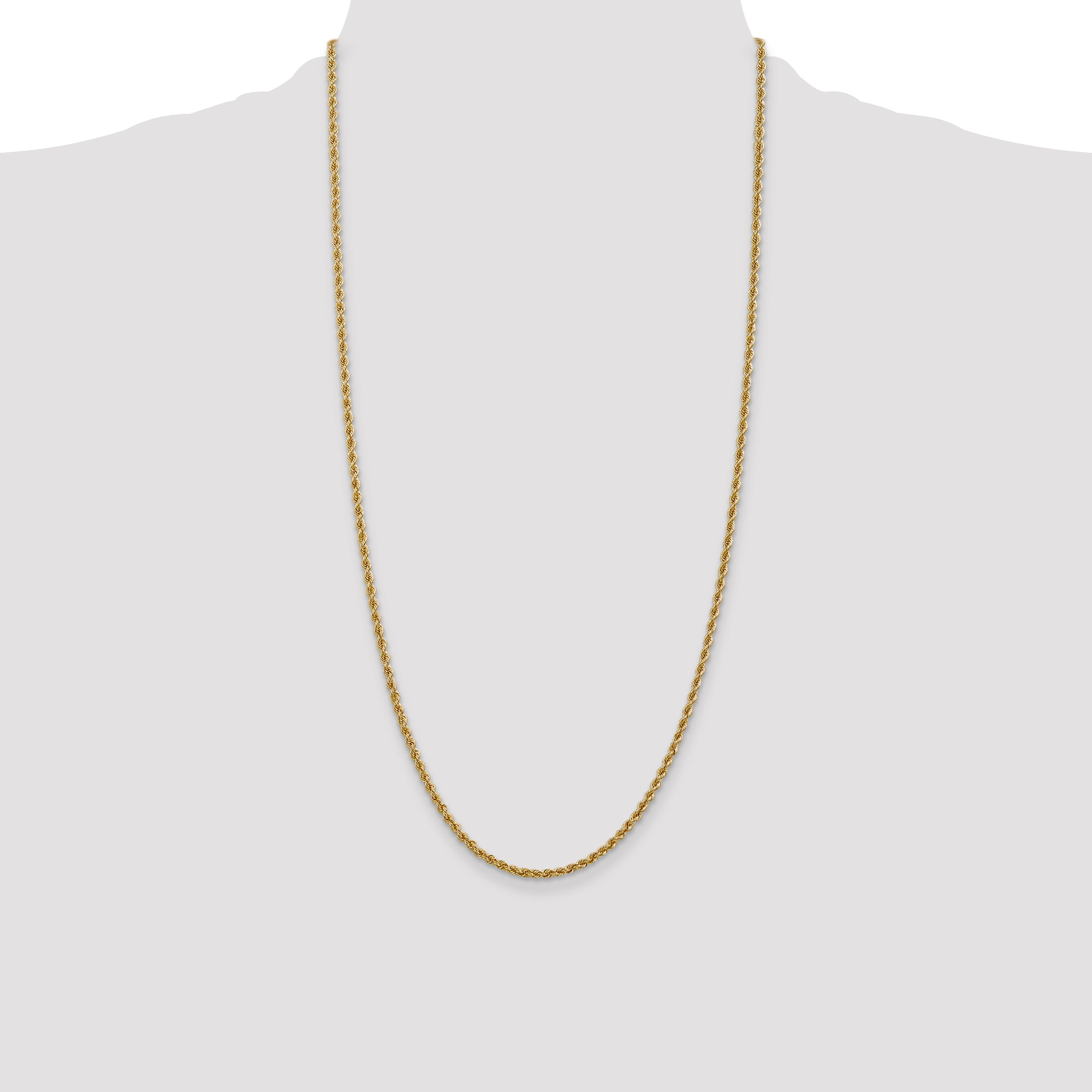 14k 2.5mm Solid Rope Chain