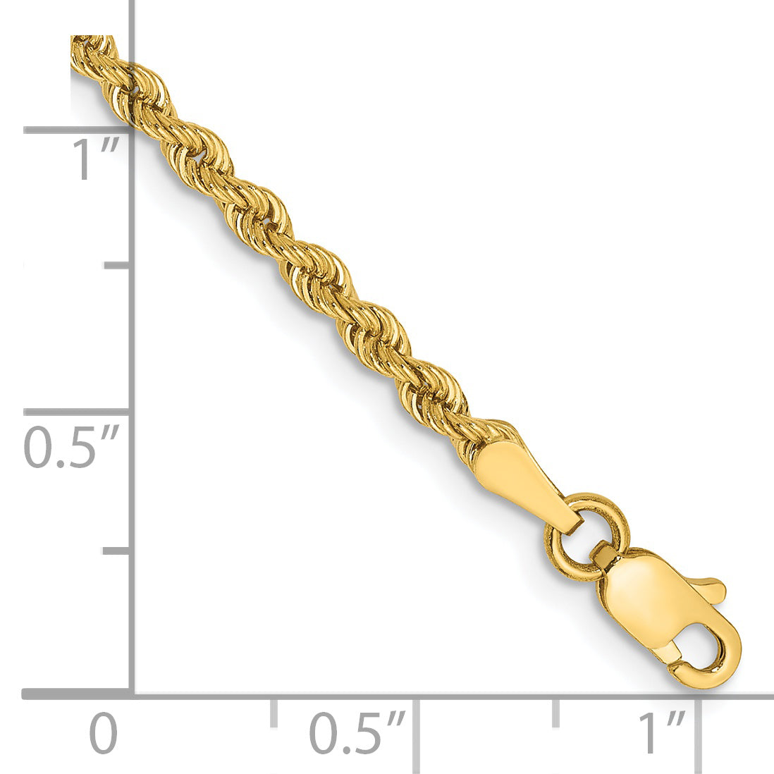 14k 2.5mm Solid Rope Chain