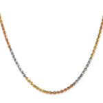 14k Tri-color 2.5mm Diamond-cut Rope Chain