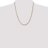 14k Tri-color 2.5mm Diamond-cut Rope Chain
