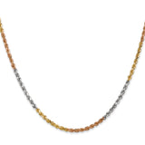 14k Tri-color 2.5mm Diamond-cut Rope Chain