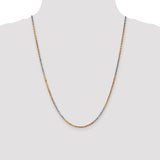 14k Tri-color 2.5mm Diamond-cut Rope Chain