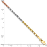 14k Tri-color 2.5mm Diamond-cut Rope Chain