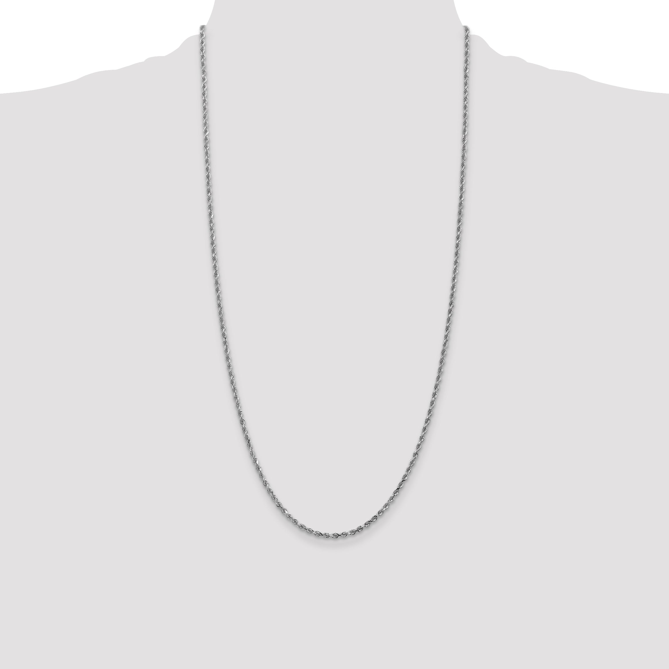 14k White Gold 2.25mm Diamond-cut Rope Chain