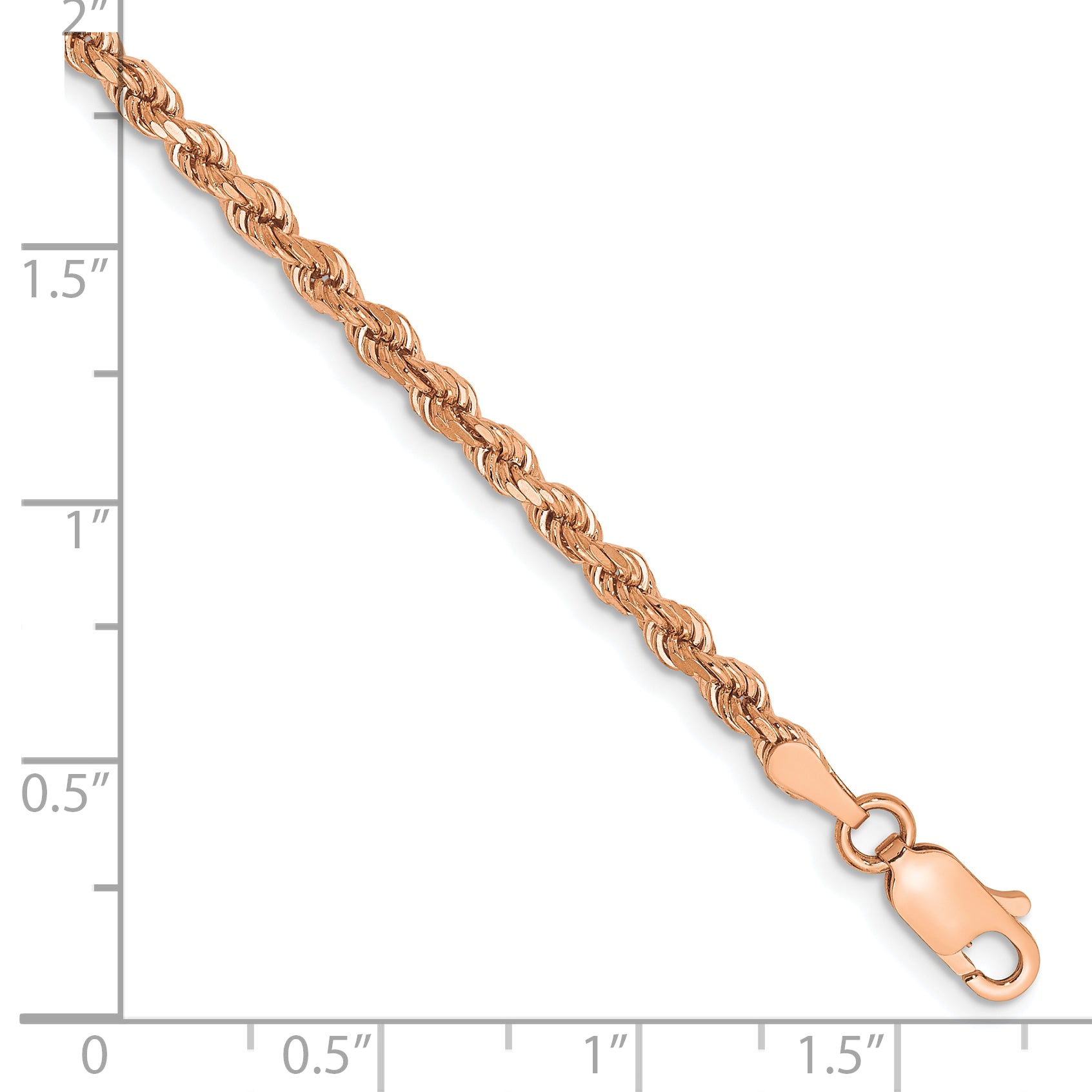 14k Rose Gold 2.75mm Diamond-cut Rope Chain