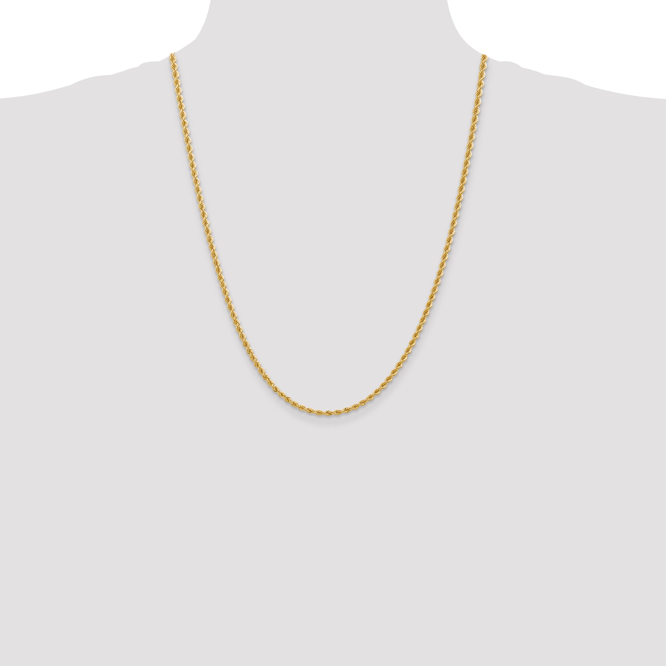14k 2.75mm Solid Rope Chain