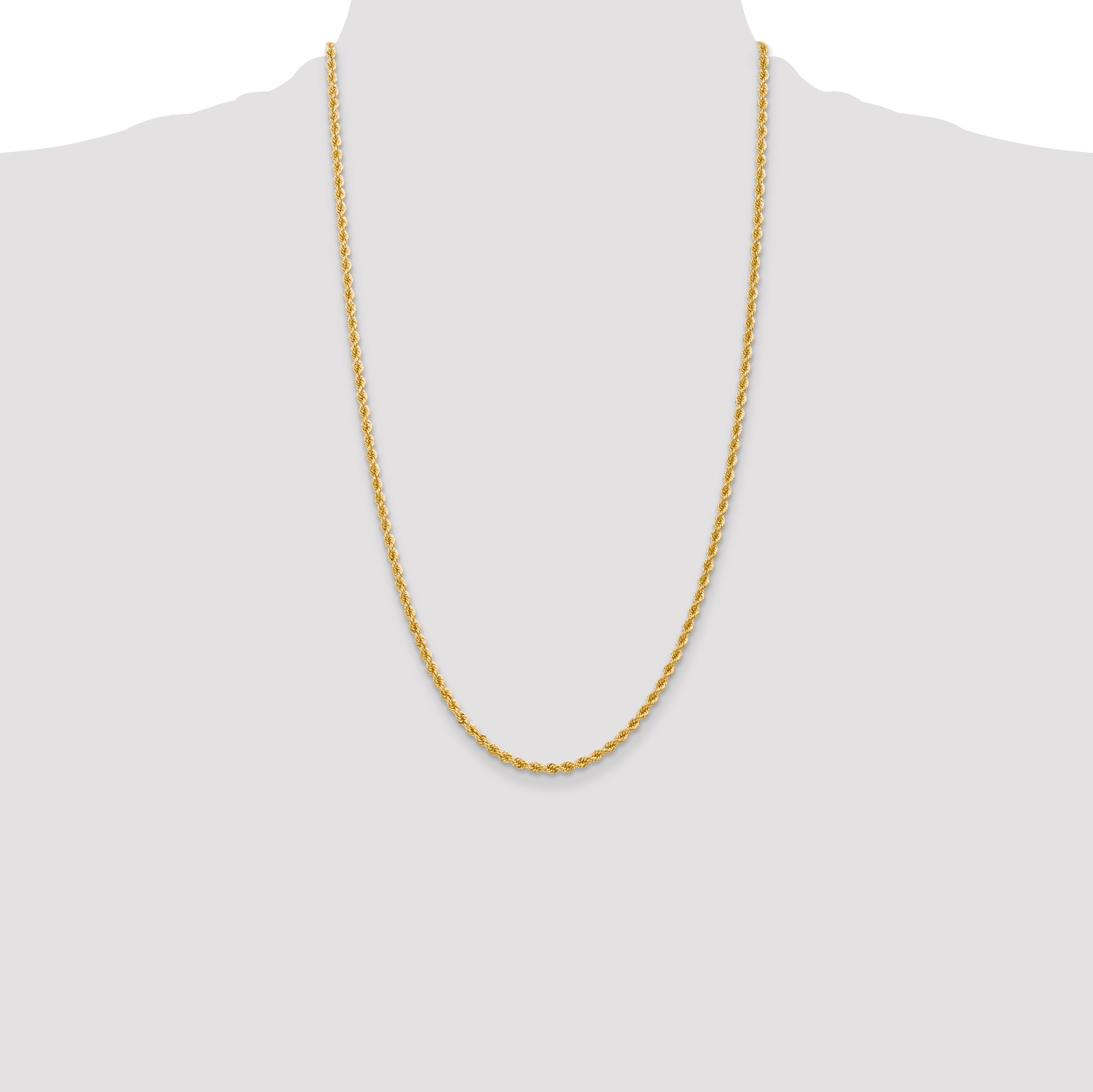 14k 2.75mm Solid Rope Chain