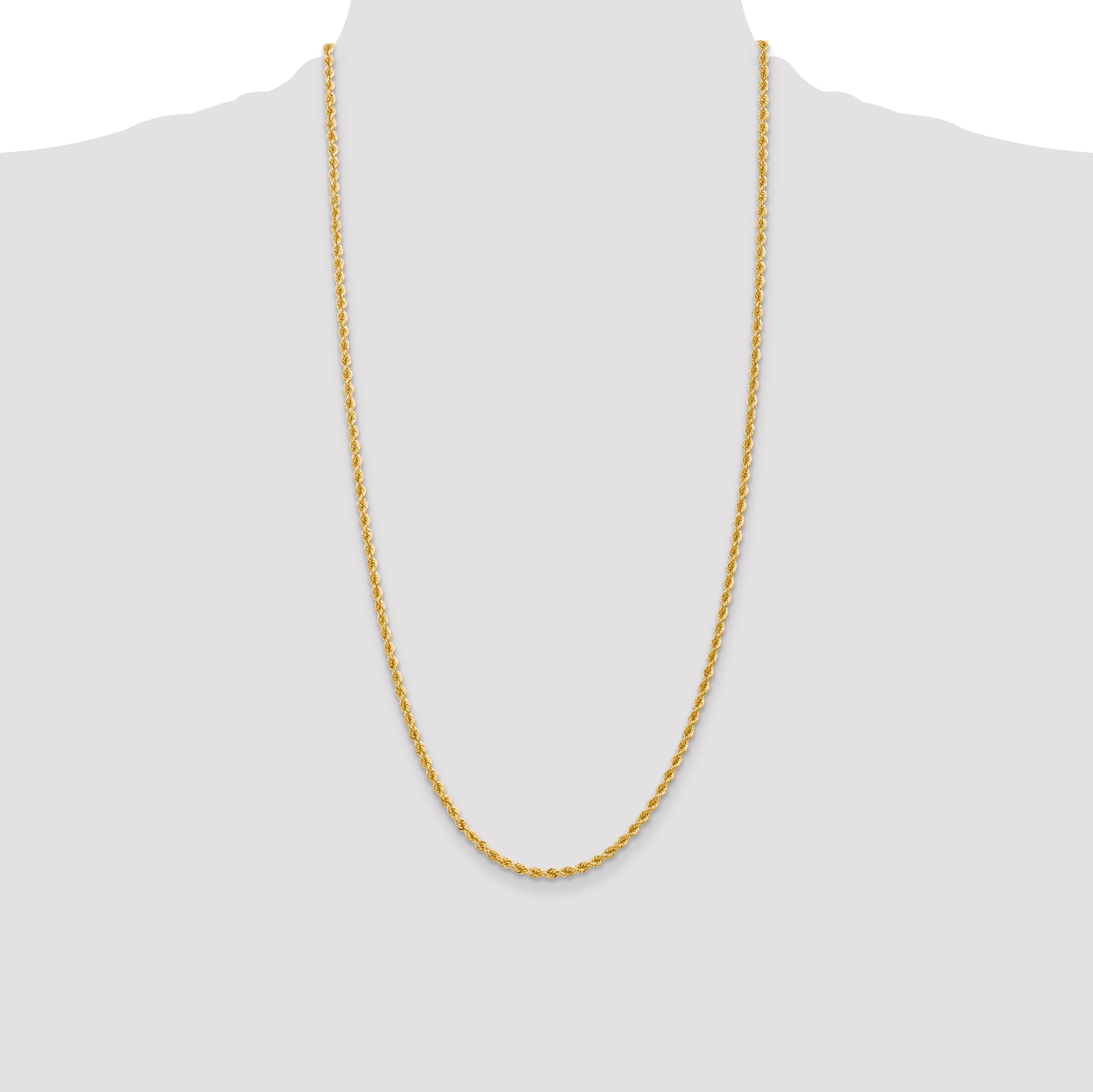 14k 2.75mm Solid Rope Chain