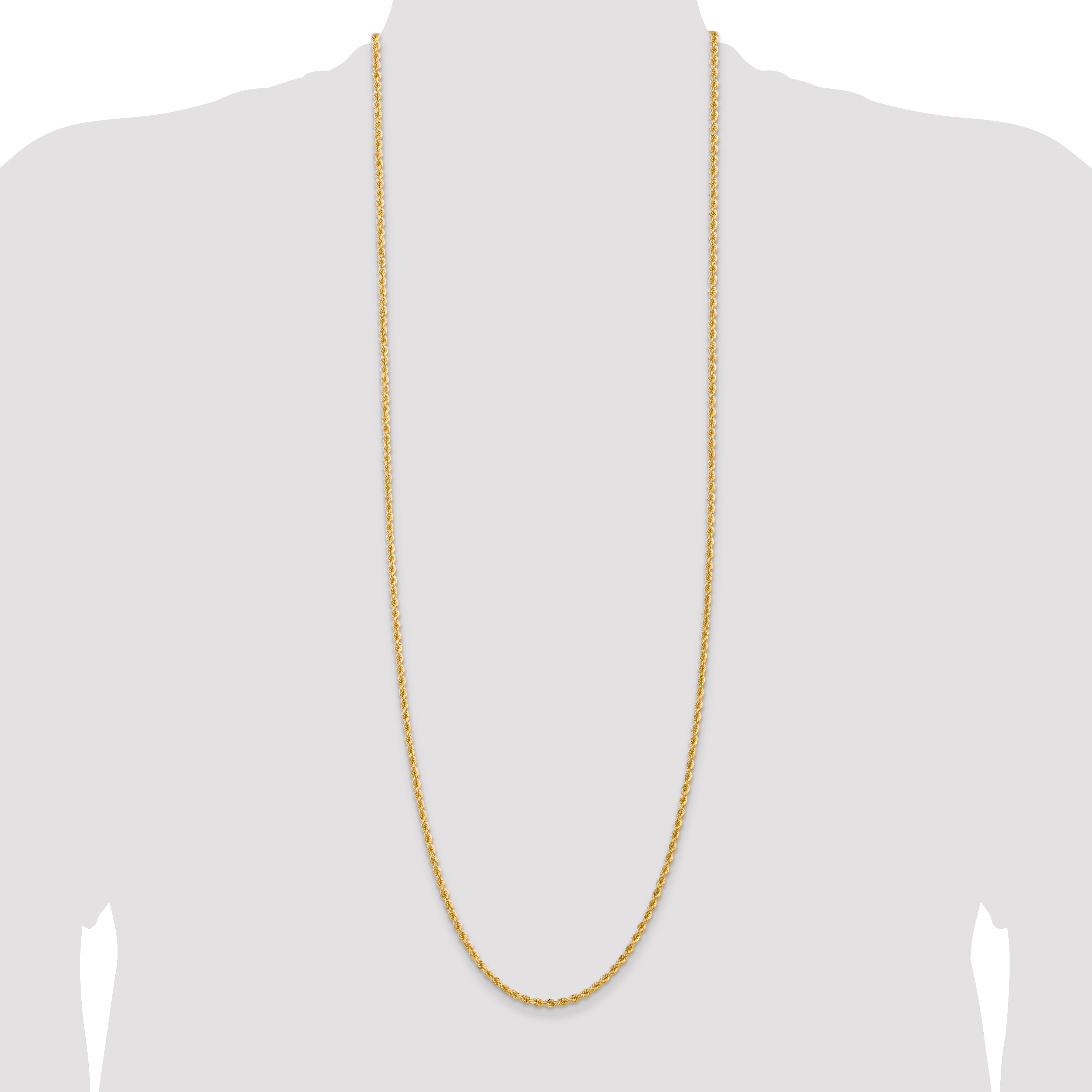14k 2.75mm Solid Rope Chain