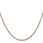 14k Tri-color 2.75mm Diamond-cut Rope Chain