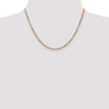 14k Tri-color 2.75mm Diamond-cut Rope Chain