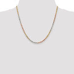 14k Tri-color 2.75mm Diamond-cut Rope Chain