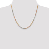 14k Tri-color 2.75mm Diamond-cut Rope Chain