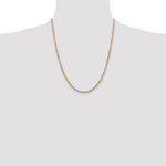14k Tri-color 2.75mm Diamond-cut Rope Chain